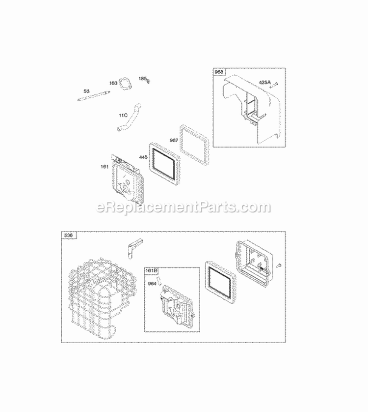 Air Cleaner Diagram and Parts List for 20L132-0110-G1  Briggs and Stratton Engine